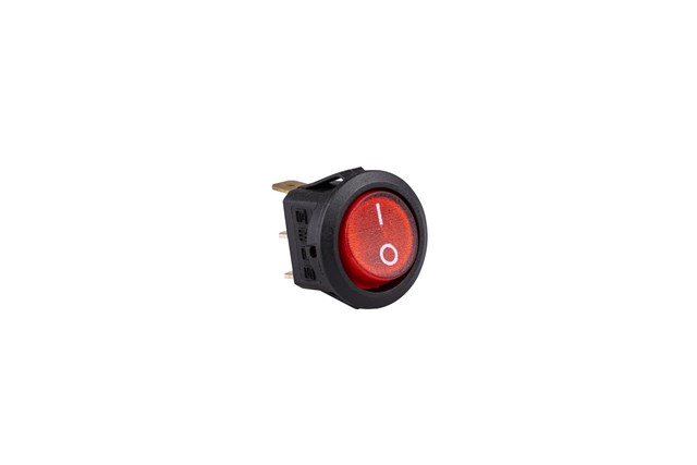 20mm Black Body 1NO with Illumination with Terminal (0-I) Marked Red A71 Series Rocker Switch